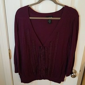 Ribbon detail cardigan with hidden button detail